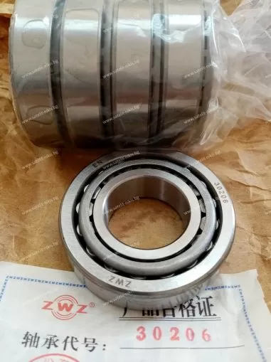 Bearing  30206  ( 30X62X17.25) ZWZ/China , BPW 02 6401 30 00 ;CNH 042530206;CLAAS 30206;30206A; JOHN DEERE 150109, 31765,37011 ,JD37011; MASSEY FERGUSON 330393X1,339393X1, 974899M1 ;NEW HOLLAND 309085 ;SAF 4 200 0003 00; VALTRA LA5009; ZF 0635 371 032