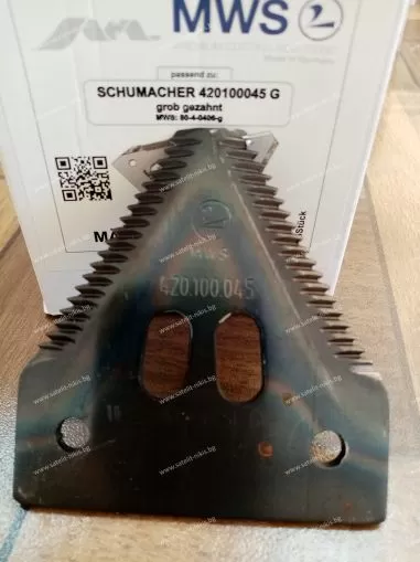 Кnife section 80-4-0406-G  (80x76.2x2.7) MWS/Germany,DEUTZ-FAHR 06503530, JOHN DEERE Z93077,AZ40032,Z52672, LAVERDA 322702850, SCHUMAHER 420.100.045