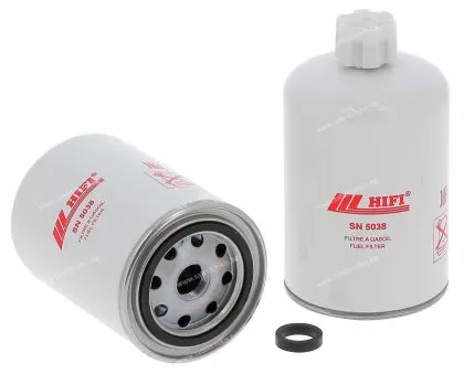 Fuel filter SN 5038 HIFI FILTER for AGCO TRACTORS,CASE,CHALLENGER,DONGFENG,DOOSAN DAEWOO,HIDROMEK,HYUNDAI,KOMATSU,LIUGONG,MANITOU,NEW HOLLAND,SAMSUNG,SANY,XCMG,YTO