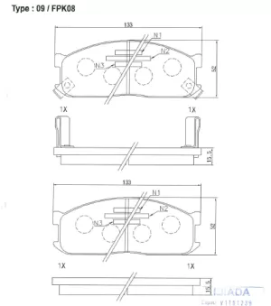 Комплект спирачни накладки FRIXA предни дискови FPK08 за Ford, Kia, Mazda