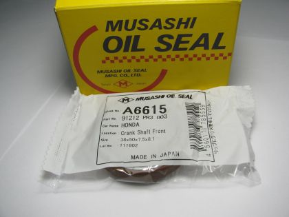 Oil seal A/CS 38x50x7.4/8.1 L Silicone Musashi A6615, crankshaft of Honda OEM 91212 PR3 003