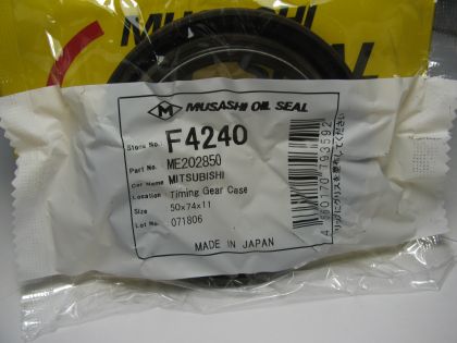 Oil seal UЕS-3 50x74x11 R-right helix,  Silicone Musashi F4240, crankshaft front of Mitsubishi OEM ME202850