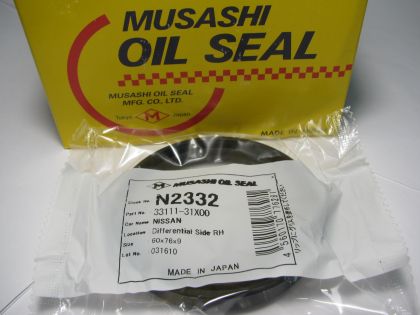 Oil seal A (AD) 60x76x9 NBR Musashi N2332, differential of Nissan Primera (P10)  OEM 33111-31X00