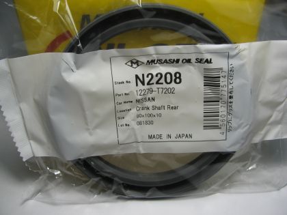 Oil seal AS 80x100x10 L Silicone Musashi N2208, rear crankshaft of Audi,BMW,Lada,Nissan,Renault 12279-T7202