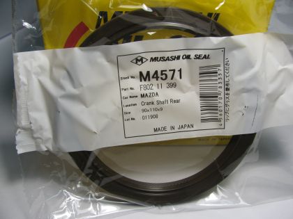 Oil seal AS 90x110x9 L-left helix,  Silicone Musashi M4571, crankshaft rear of  Ford,Hyundai,Kia, Mazda OEM F801 11 399