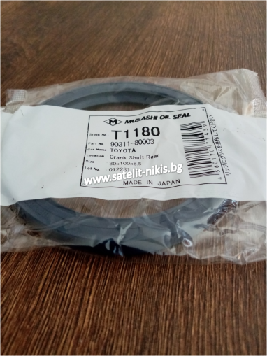 Oil seal UE 80x100x8.5 L blue Silicone, Musashi T1180,  колянов вал задна страна на Аudi,Chevrolet,Dacia,Daihatsu,Fiat,Ford, Mitsubishi,Morris, Mercedes-Benz,Nissan,Renault,Toyota VW, OEM 90311-80003