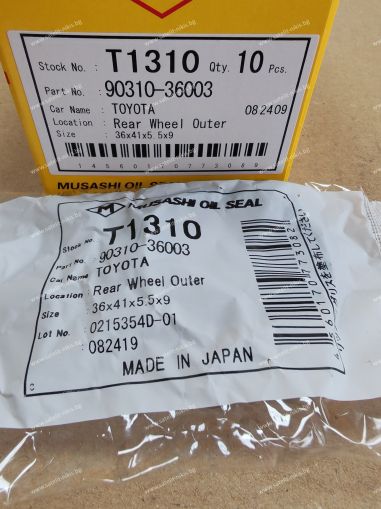 Oil seal  ADS-S 36x41x5.5/9 W NBR Musashi/Japan , for rear wheel hub outer side of TOYOTA 90310-36003,T1310  