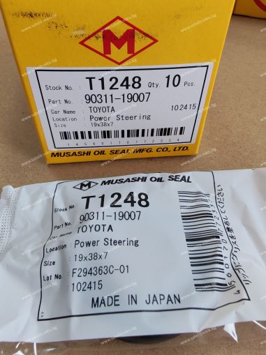 Oil seal  UES-S 19x38x7 NBR Musashi/Japan , for steering of  TOYOTA  90311-19007,T1248