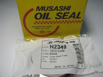 Oil seal TC (AS) 46x58x7 R Brown Silicone Musashi/Japan , for crankshaft of Infiniti,Nissan 13510-2J200 ,N2349