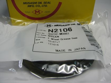 Oil seal SDS-1 (OTB) 52x67x7 NBR Musashi/Japan , for front wheel hub Nissan  40232-M5661,N2106