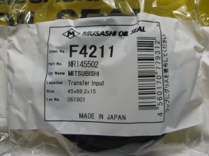 Oil seal UD S-S 45x68.2x15 NBR Musashi/Japan , for transfer case output of Mitsubishi MR145502 ,F4211