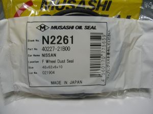 Oil seal UDS-59 48x62x6/10 NBR Musashi/Japan , for front wheel hub (inner side) of Nissan  40227-21B00 ,N2261