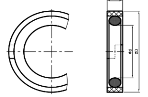 Hydraulic piston seal SPGA 170x150.63x9.4 polyamide + NBR70 WYS, up to 270 bar,Caterpillar 9X-3605, 9X-3607