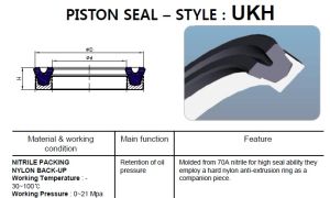 Hydraulic piston seal UKH 65x50x9 polyamide (PA)+ NBR70 WYS, up to 210 bar ,Komatsu 707-51-50020 ,VOLVO 707-51-50020L